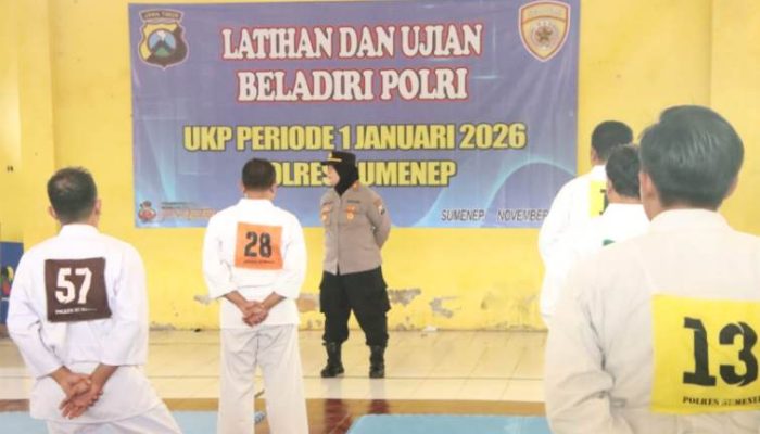 Sebanyak 78 Personel Polres Sumenep ikuti Ujian Beladiri Polri Menuju UKP Periode 1 Januari 2025 