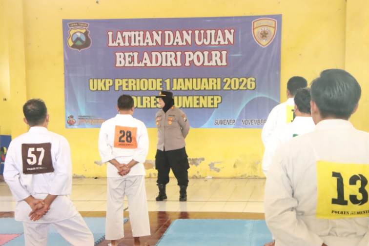 Sebanyak 78 Personel Polres Sumenep ikuti Ujian Beladiri Polri Menuju UKP Periode 1 Januari 2025